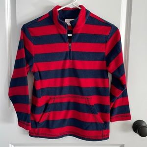 Hanna Andersson Fleece Half Zip Pullover Size 8 Red/Navy Stripe